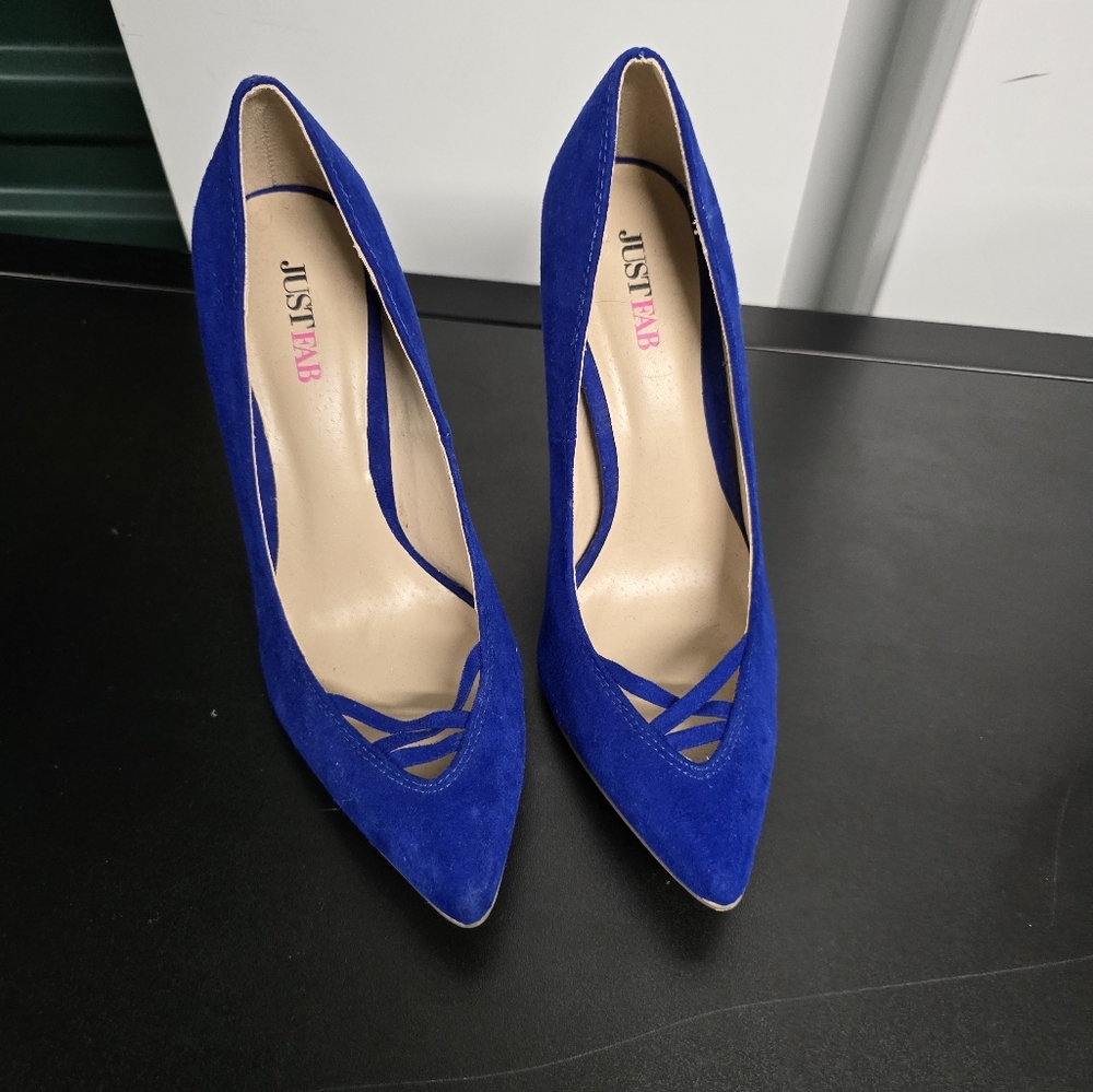 JustFab Women's Blue Suede Flats